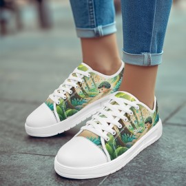 Unisex Hedgehog Print Low-Top Canvas Sneakers - Breathable Comfortable Walking Shoes with EVA Sole, Machine Washable for Hiking, Travel & Daily Wear