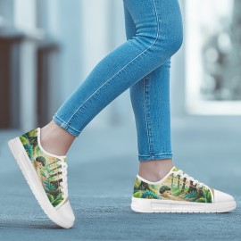 Unisex Hedgehog Print Low-Top Canvas Sneakers - Breathable Comfortable Walking Shoes with EVA Sole, Machine Washable for Hiking, Travel & Daily Wear