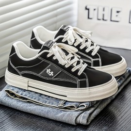 Men'S Classic Casual Canvas Sneakers - Breathable, Versatile Low-Top Lace-Up Shoes with EVA Sole, Black & White Design, Perfect for Campus, Hiking, And Running, All-Season Comfort, Hiking Footwear | Minimalist Style | Durable Footwear, Women'S Tennis Shoes, Shoes for Women/Women'S Shoes
