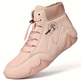 Trendy Soft Sole Non-slip Sneakers - Women's Solid Color Lace Up Flat Wear-resistant Shoes plus size