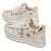 [Desai Women's Sneakers] Desai Women's Chic White & Golden Embellished Sneakers - PU & Fabric Upper, Thick Cushioned PVC Sole, Lace-Up Low-Top Casual Shoes for All-Season Comfort, Ladies Sneakers, Comfortable Footwear, Durable Footwear