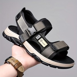 Men'S Lightweight Non-Slip Casual Sandals - Breathable Microfiber with Adjustable Straps, Black & Green Two-Way Slides for Beach, Outdoor, and Everyday Wear, Strappy Sandals