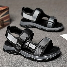 Men'S Lightweight Non-Slip Casual Sandals - Breathable Microfiber with Adjustable Straps, Black & Green Two-Way Slides for Beach, Outdoor, and Everyday Wear, Strappy Sandals