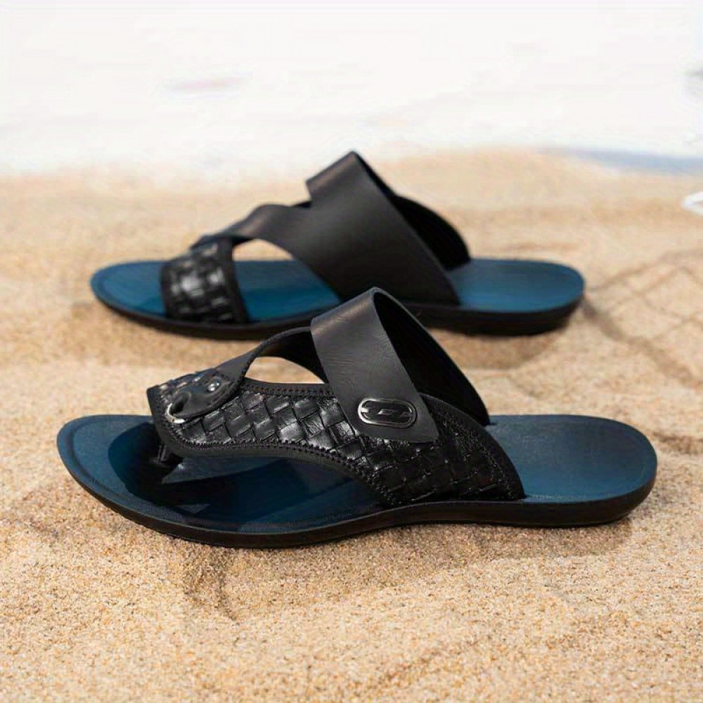 Men'S Beach Sandals Comfortable Breathable Summer Flip-Flops - 11 Sizes Available for Stylish Outfits - Lightweight Faux Upper & Durable Sole for Casual Vacation, Poolside, and Outdoor Activities, Beach Shoes