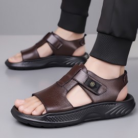 Men's Black -like with Adjustable Strap & Buckle - Non-Slip Rubber Sole, PU Cushioned Insole - Slip-On/Clip-On Beach Shoes for Summer, Casual, Pool, Boat - Lightweight Comfortable Dress (No Laces)