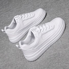 Men'S Summer Trendy Low-Top Sneakers - Casual & Street Style, Thick Sole, White & Orange Color Scheme, Synthetic Upper, Lace-Up Design for Casual Attire, Casual Footwear | Trendy Lowtops | Synthetic Sneakers