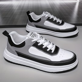 Men'S Summer Trendy Low-Top Sneakers - Casual & Street Style, Thick Sole, White & Orange Color Scheme, Synthetic Upper, Lace-Up Design for Casual Attire, Casual Footwear | Trendy Lowtops | Synthetic Sneakers