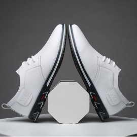 Men's Casual Business Shoes - Stylish Black Microfiber, Rubber Sole, Lace-Up Design with Round Toe, Suitable for Daily and Leisure Wear, Comfortable All-Season