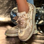 Women'S Glittery Low-Top Sneakers - All-Season Lace-Up Shoes with Sparkling Accents, Breathable Fabric Upper & Durable Rubber Sole for Casual Outdoor Wear, Ladies Sneakers