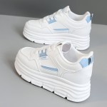 [Beige High-Top Sneakers] Beige Women's High-Top Lace-Up Casual Sneakers | Thick Platform Sole for Height Boost, Soft Synthetic Cover, Breathable Fabric Lining & Cushioned PVC Sole | Autumn Outdoor Comfort, Plus Sizes, Petite Women, Comfortable Walking, Minimalist Design, Durable Construction