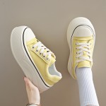 Women'S Chunky Platform Sneakers - Breathable EVA Upper, White & Black Casual Shoes with 