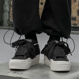 Men'S Trendy Chunky Sneaker - Casual & Sporty Lace-Up Shoes with Thick Rubber Sole, Height Increase, White Upper, Brown Accents, Perfect for Hiking, Daily Wear & Outdoor Activitie